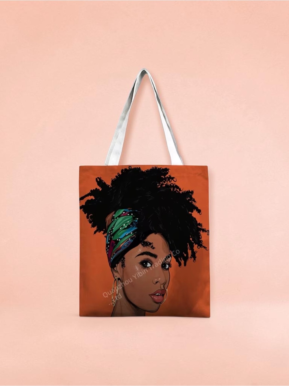 Afrocentric Tote Bag Black Girl Magic Art Canvas Shoulder Handbag Afro Headwrap - Picture 2 of 5